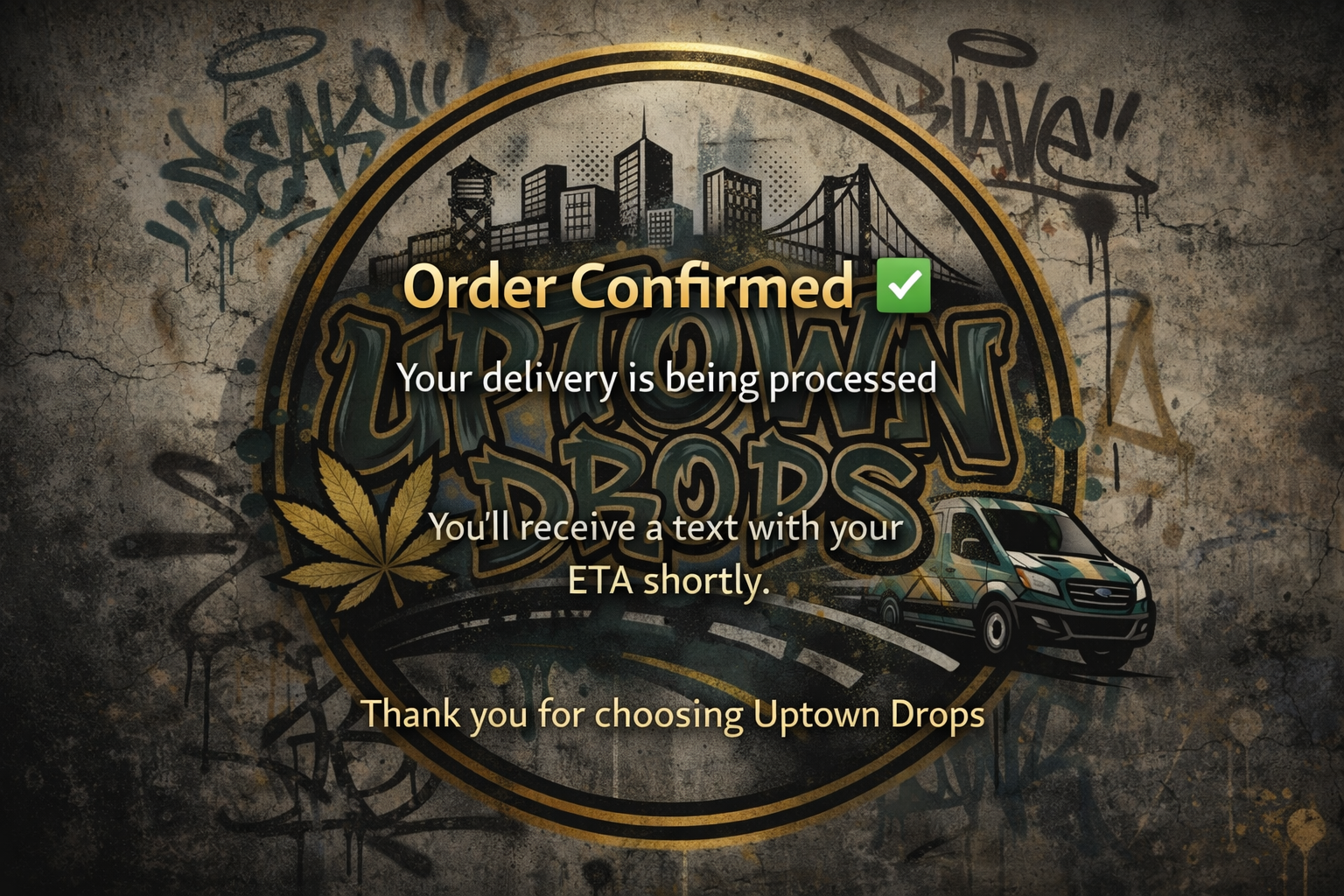Uptown Drops confirmation page